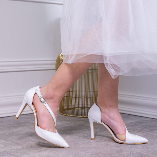 Alternative view of Бели обувки на ток от естествена кожа