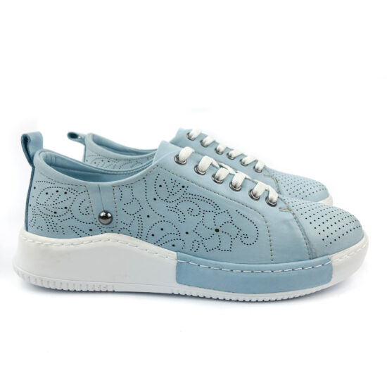 Alternative view of Дамски сини маратонки от естествена кожа Hakiki 10235