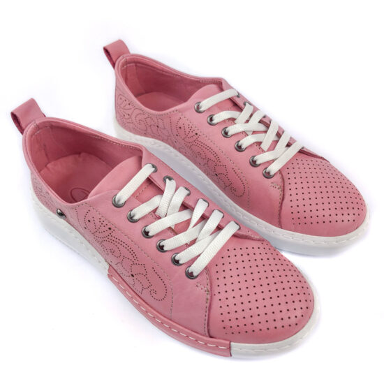 Дамски розови маратонки от естествена кожа Hakiki 10236 /