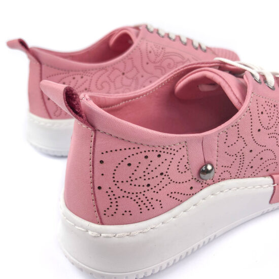 Дамски розови маратонки от естествена кожа Hakiki 10236 /