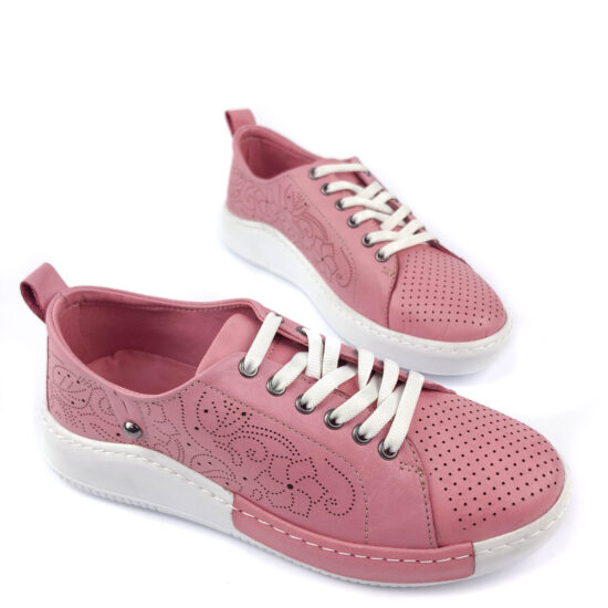 Дамски розови маратонки от естествена кожа Hakiki 10236 /