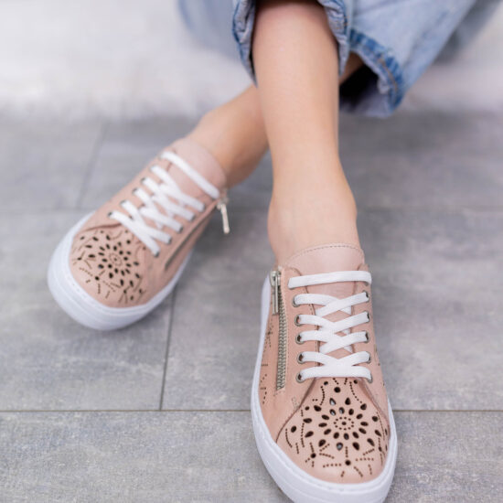 Дамски розови кецове от естествена кожа Juanna 10239 /