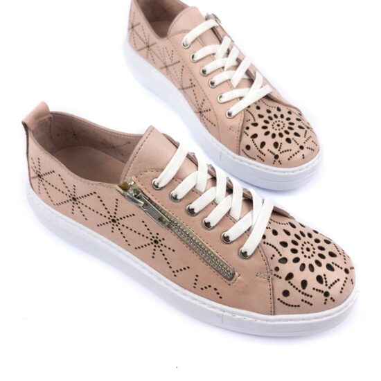 Дамски розови кецове от естествена кожа Juanna 10239 /