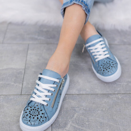 Дамски сини кецове от естествена кожа Juanna 10240 /