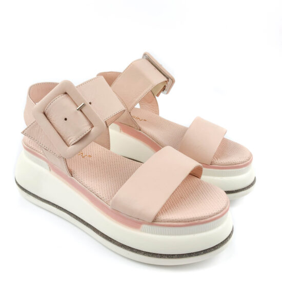 Розови сандали на ниска платформа от естествена кожа Marcia 10241 /