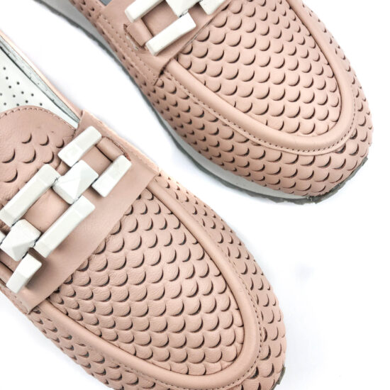 Дамски розови мокасини от естествена кожа с ниска платформа Kadin 10243 /