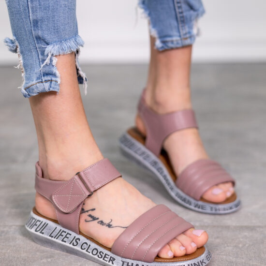 Alternative view of Анатомични сандали от естествена кожа с велкро розови