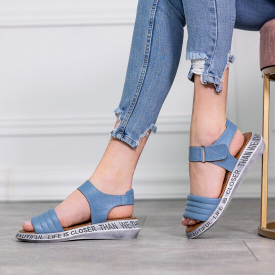 Alternative view of Анатомични сандали от естествена кожа с велкро сини