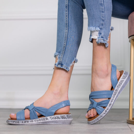 Alternative view of Анатомични сандали от естествена кожа без закопчаване Troy - сини 10261