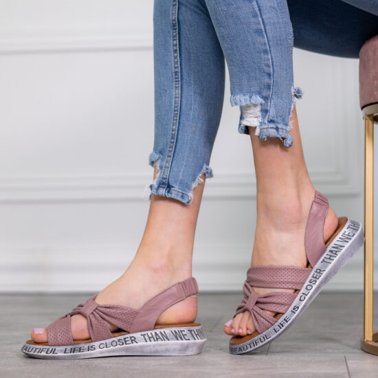 Анатомични сандали от естествена кожа без закопчаване Troy - розови 10262 /