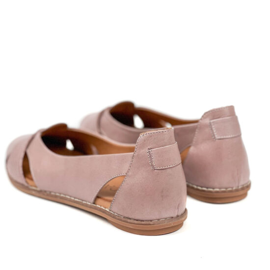 Дамски равни обувки от естествена кожа в розово /