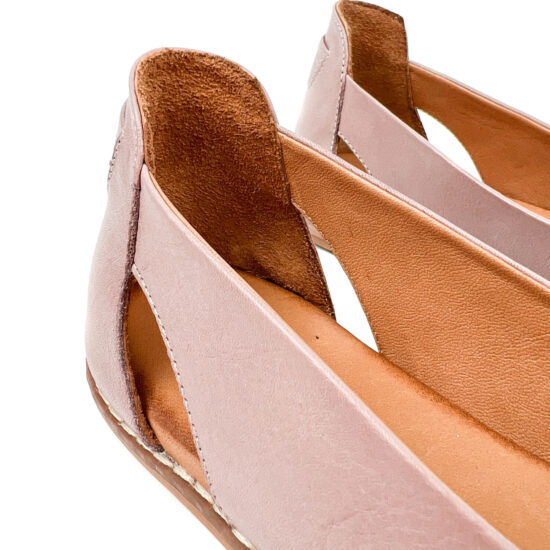 Дамски равни обувки от естествена кожа в розово /