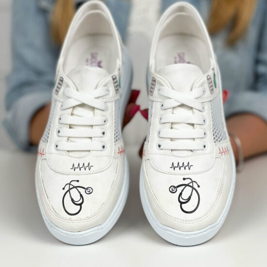 Медицински маратонки Stethoscope в бяло с отворена пета 600014 /