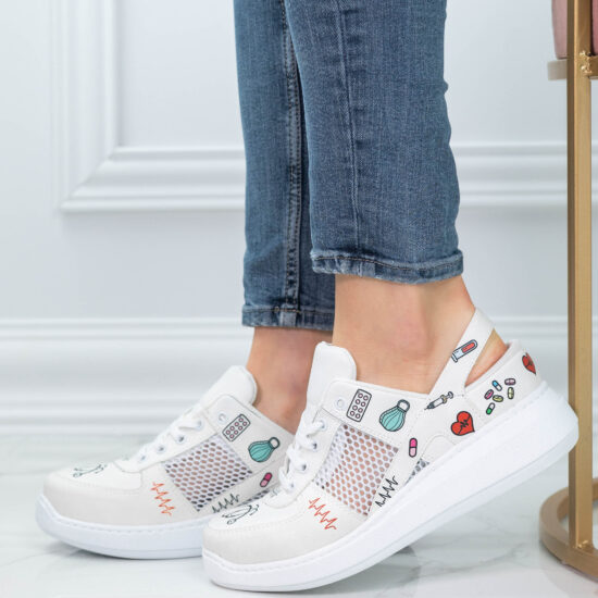 Alternative view of Медицински маратонки Stethoscope в бяло с отворена пета 600014