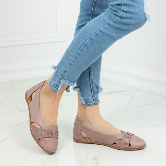 Alternative view of Дамски равни обувки от естествена кожа в розово