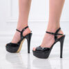 Елегантни черни сандали на висок ток с платформа