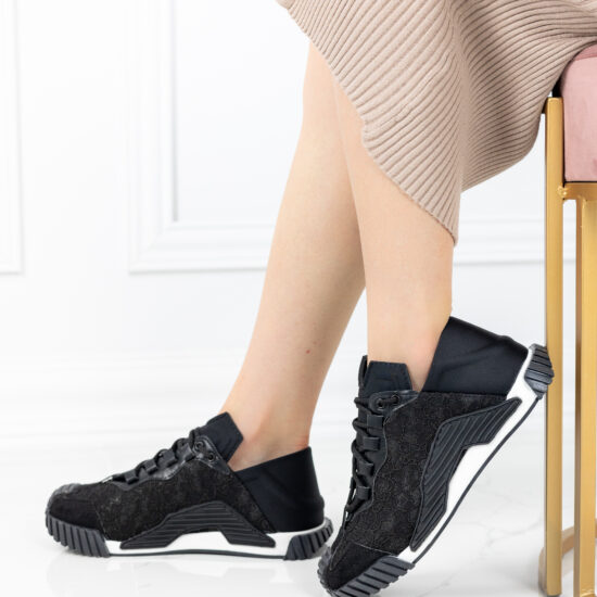 Alternative view of Дизайнерски дамски маратонки от неопрен и дантела Dolce Vita в черно  10323