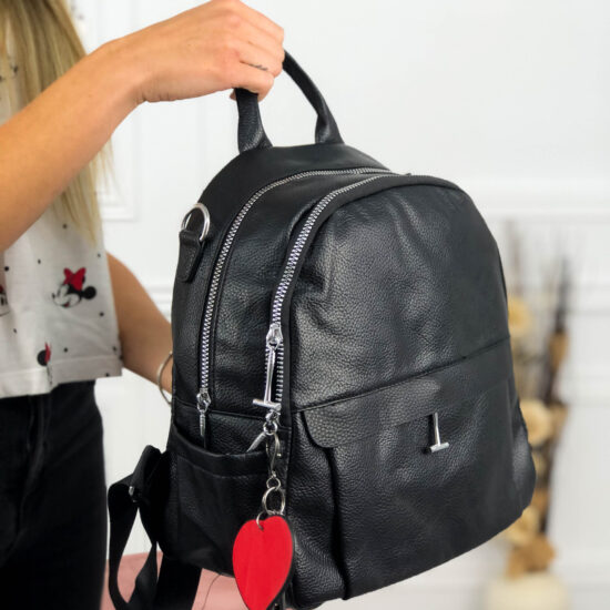 Alternative view of Средно голяма черна раница Enzo от еко кожа 20073BL