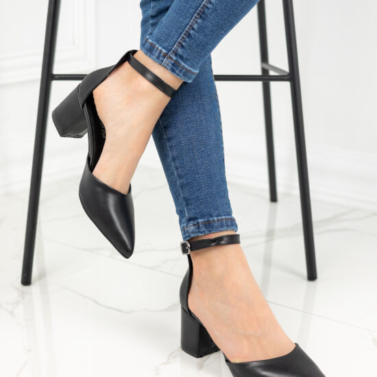 Alternative view of Елегантни кожени черни обувки на нисък ток Gemma 10357