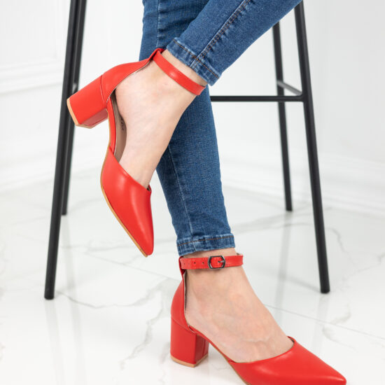 Alternative view of Елегантни кожени червени  обувки на нисък ток Gemma 10358