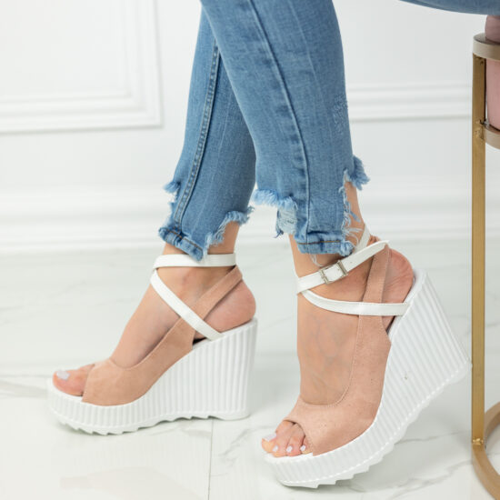 Alternative view of Розови дамски сандали на платформа с отворена пета Aurelio  10397