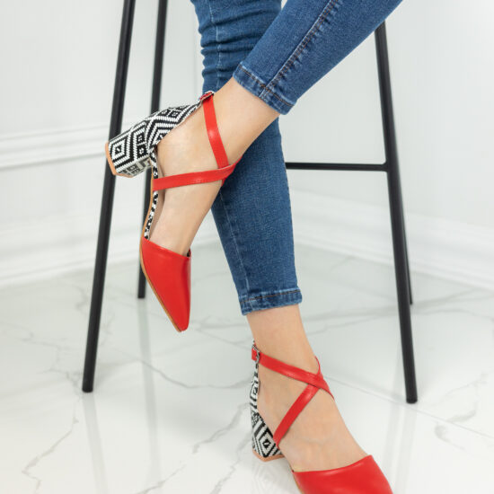 Alternative view of Елегантни обувки на ток с кръстосани каишки в червено