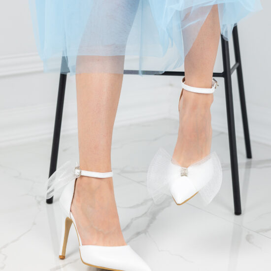 Alternative view of Елегантни бели обувки на ток с панделки Adelina 10400