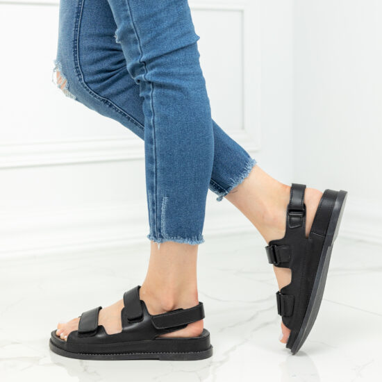 Alternative view of Черни спортни дамски сандали с регулируеми каишки