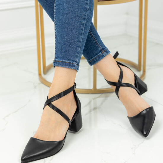 Alternative view of Официални черни обувки на нисък ток с кръстосани каишки Bria  10409