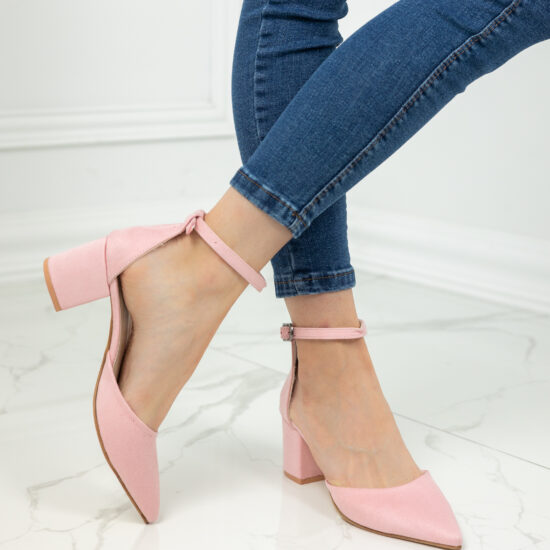 Alternative view of Елегантни велурени розови обувки на нисък ток Gemma  10410