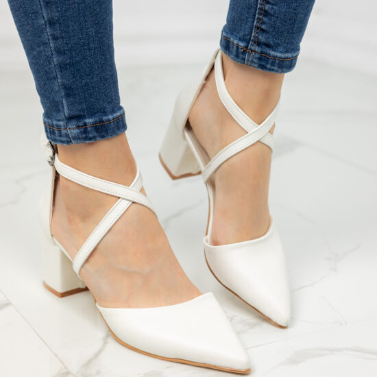 Alternative view of Официални бели обувки на нисък ток с кръстосани каишки Bria  10421