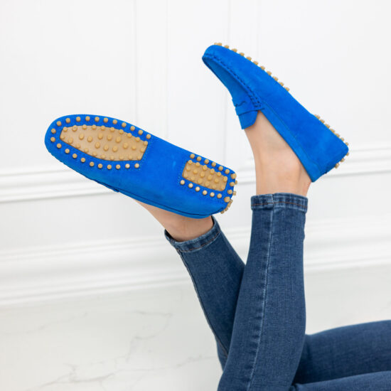 Alternative view of Класически мокасини от естествен велур Carina в турско синьо 10425