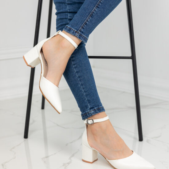 Alternative view of Елегантни кожени бели обувки на нисък ток Gemma  10426