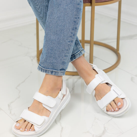 Alternative view of Бели спортни дамски сандали с регулируеми каишки