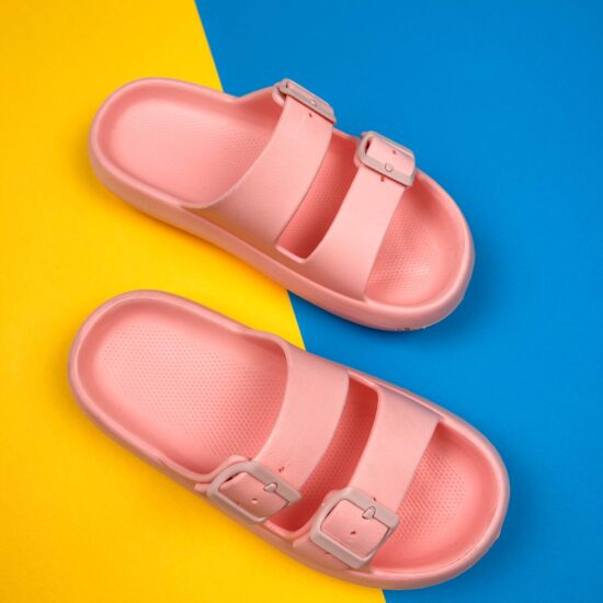Alternative view of Дамски розови гумени джапанки с две ленти