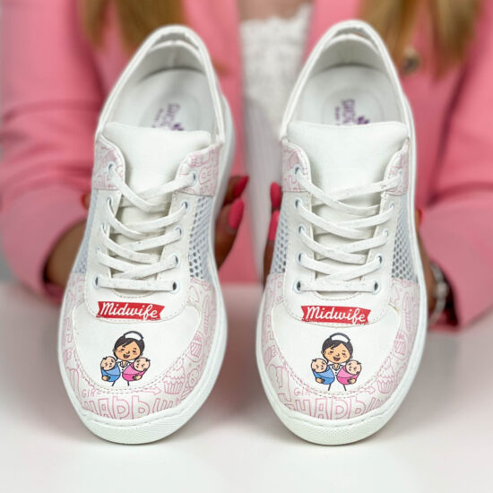 Медицински маратонки Midwife в бяло и розово с отворена пета 600017 /