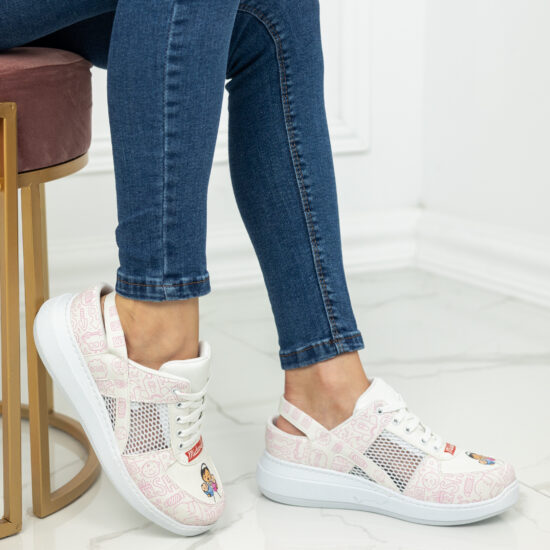 Alternative view of Медицински маратонки Midwife в бяло и розово с отворена пета 600017