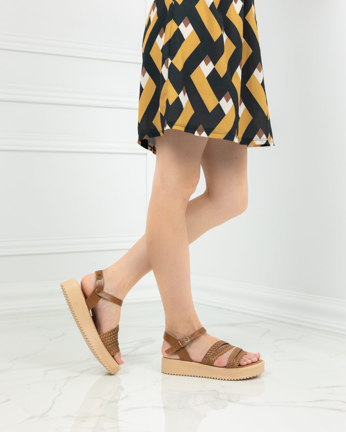 Дамски ежедневни сандали от естествена кожа кафяви