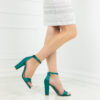Елегантни сатенени зелени сандали на висок ток