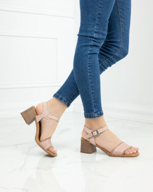 Розови дамски сандали от естествена кожа Elinor 10501