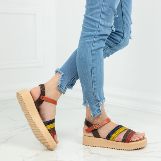 Дамски ежедневни сандали от естествена кожа цветни Danna 10504 /