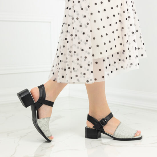 Ежедневни сиви дамски сандали от естествена кожа /