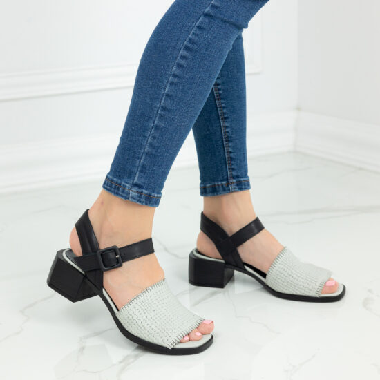 Ежедневни сиви дамски сандали от естествена кожа /