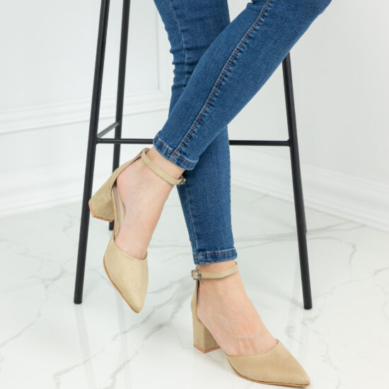 Alternative view of Елегантни велурени бежови обувки на нисък ток Gemma  10509