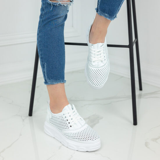 Alternative view of Спортно-елегантни бели дамски обувки от естествена кожа Agnola  10512