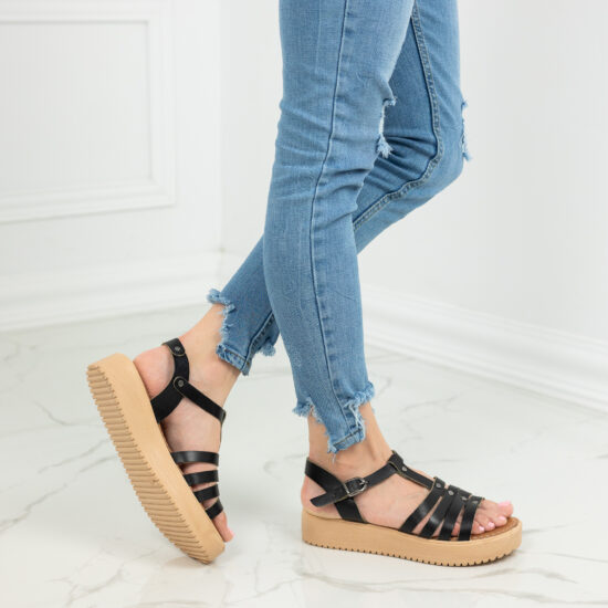 Alternative view of Черни дамски сандали от естествена кожа