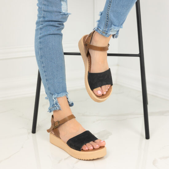 Alternative view of Черни дамски сандали от естествена кожа Ghita  10530