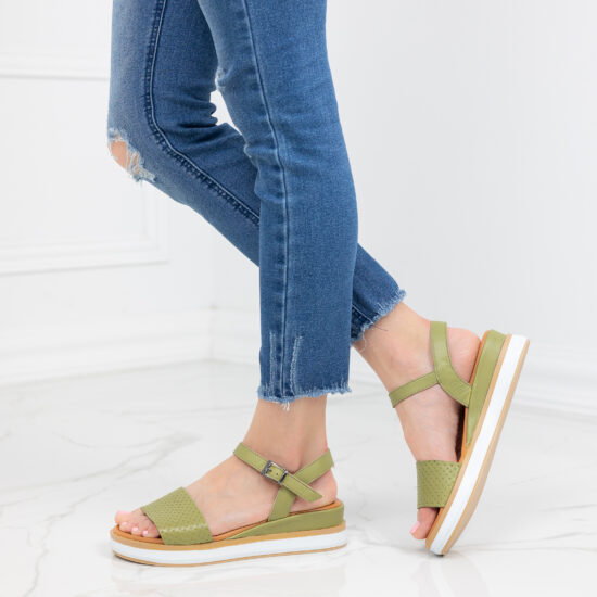 Alternative view of Зелени ежедневни сандали от естествена кожа