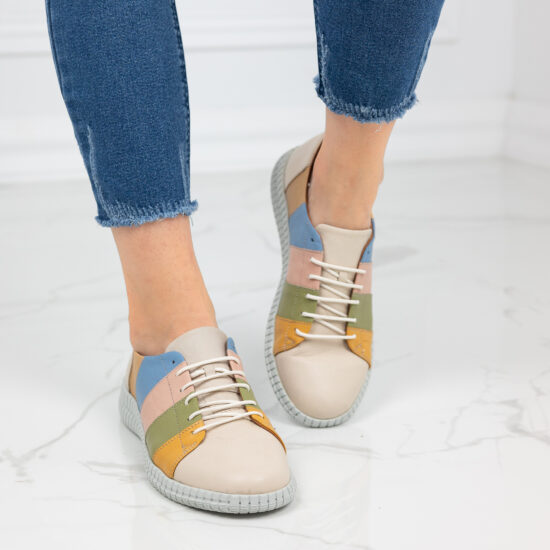 Дамски бежови обувки от ествествена кожа Klara 10549 /