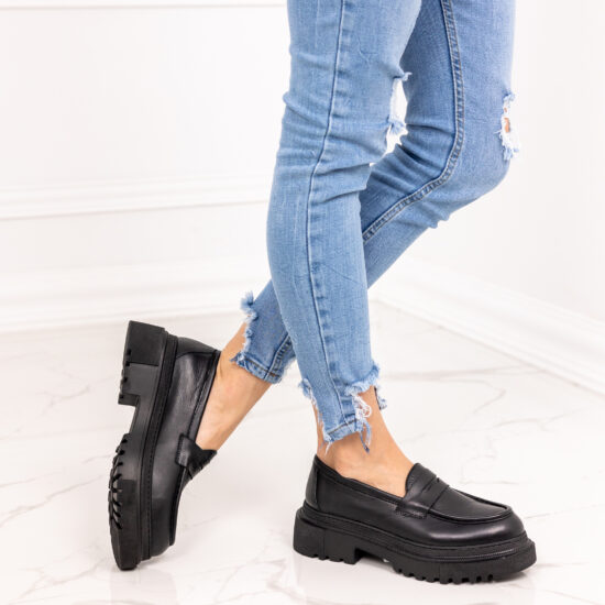 Alternative view of Дамски черни мокасини от естествена кожа